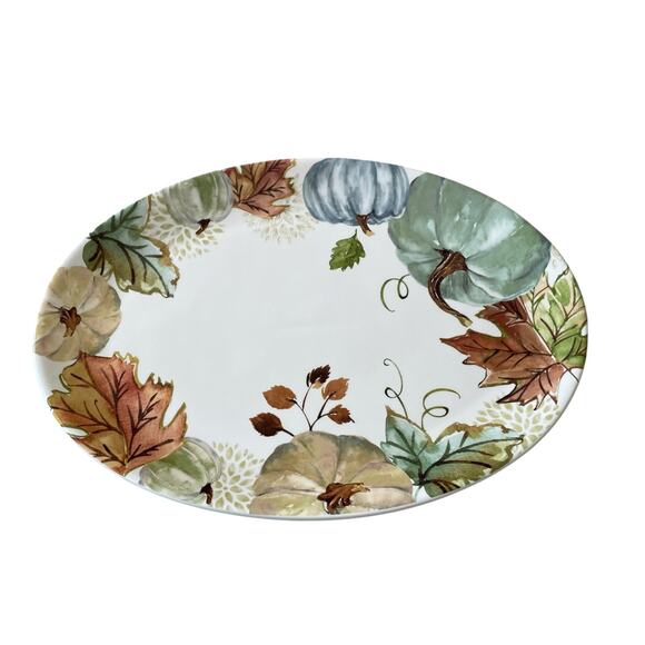 Potter's Studio Pumpkin Serving Platter 16x11 Ceramic Fall Thanksgiving NEW - Picture 13 of 15